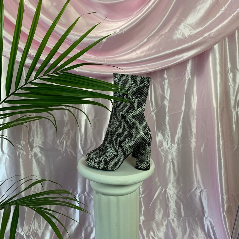 Public desire snake skin ankle boots